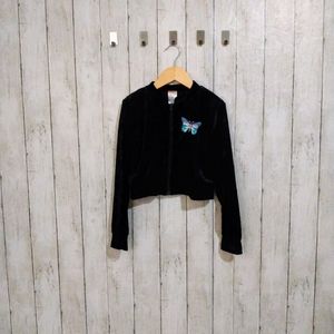 Wonder Nation Girls 7/8 Black Velvet Jacket